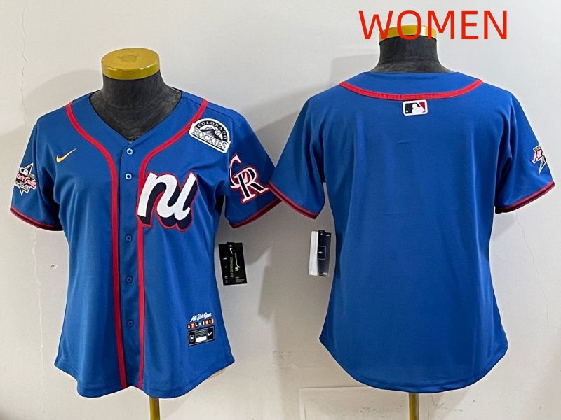 Women 2025 Colorado Rockies Blank Blue All star Nike MLB Jersey style 02